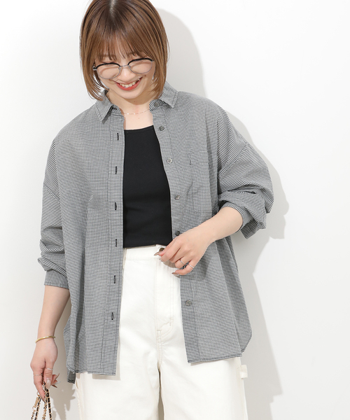 ジャーナルスタンダード＊大人可愛いギンガムチェック長袖シャツ コットンシルクギンガムチェックシャツ（シャツ/ブラウス）｜JOURNAL