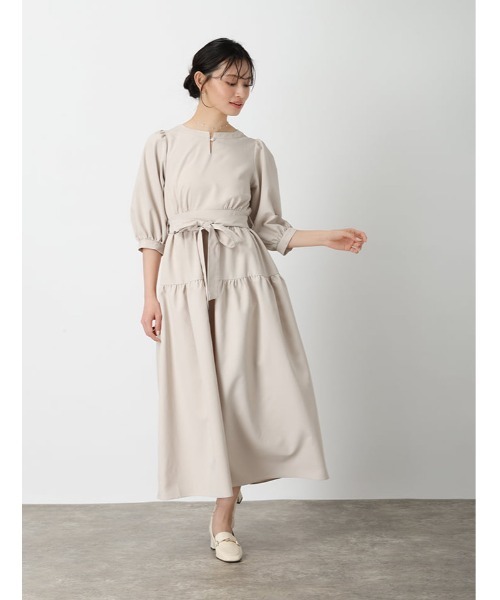 fifth(フィフス)の「ウエストリボンティアードワンピース(ワンピース・レディース・ブラック/グレイッシュベージュ・XS/M)」の20枚目の写真