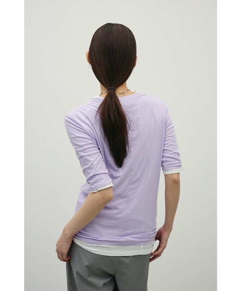 STYLEMIXER（スタイルミキサー）の「シアーバックシームＴ（Tシャツ/カットソー・レディース・ブラウン/パープル/ブラック/ホワイト・FREE）」の10枚目の写真