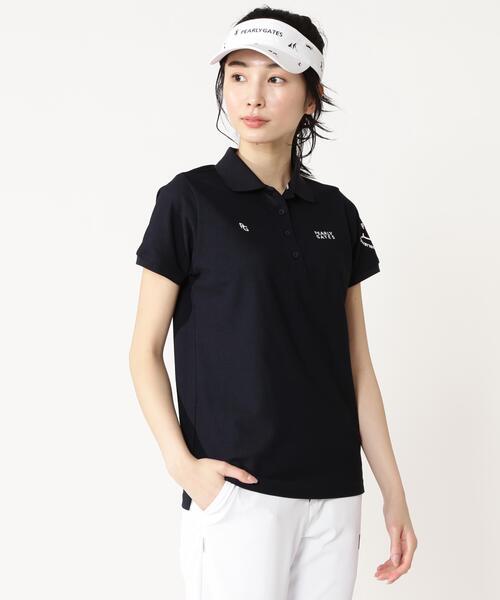 PEARLY GATES（パーリーゲイツ）の「ＰＧｉｓＰＧ　２８Ｇビック鹿の子（ポロシャツ・レディース・ネイビー/ホワイト/ブルー・SMALL/MEDIUM/LARGE）」の14枚目の写真
