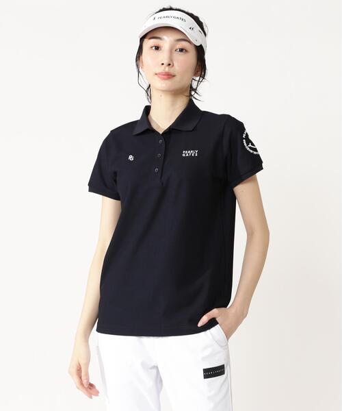 PEARLY GATES（パーリーゲイツ）の「ＰＧｉｓＰＧ　２８Ｇビック鹿の子（ポロシャツ・レディース・ネイビー/ホワイト/ブルー・SMALL/MEDIUM/LARGE）」の15枚目の写真