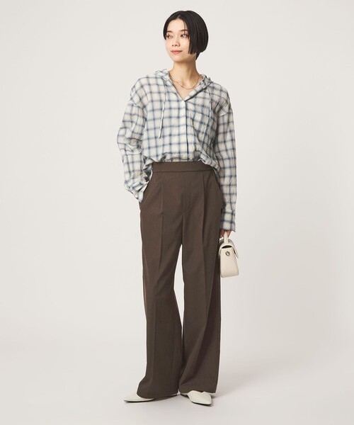 ★クレンジングオイル＆チェックワイドパンツ★ WEB限定】＜at ease＞オルマイ ワイド パンツ ストレッチ UVカット