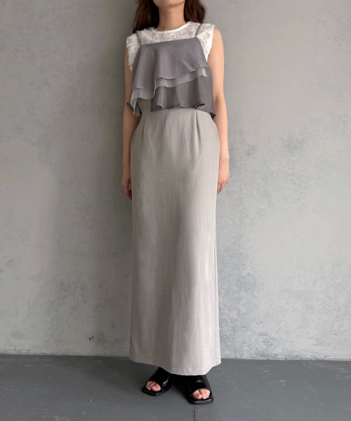 &g'aime（アンジェム）の「【&ｇ'aime 】ミックスラッフルワンピース　Mixed Ruffle Dress（ワンピース・レディース・グレー/ブラック・FREE）」の21枚目の写真