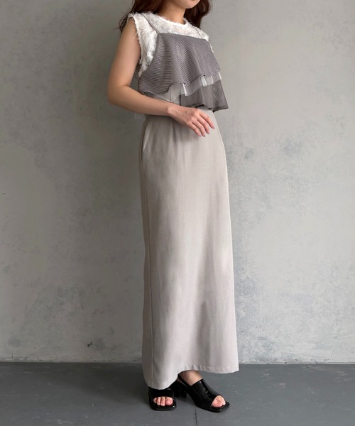 &g'aime（アンジェム）の「【&ｇ'aime 】ミックスラッフルワンピース　Mixed Ruffle Dress（ワンピース・レディース・グレー/ブラック・FREE）」の20枚目の写真