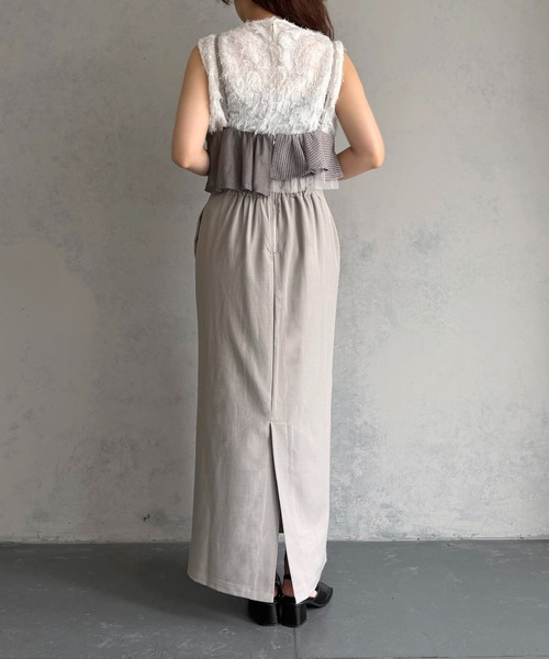 &g'aime（アンジェム）の「【&ｇ'aime 】ミックスラッフルワンピース　Mixed Ruffle Dress（ワンピース・レディース・グレー/ブラック・FREE）」の18枚目の写真
