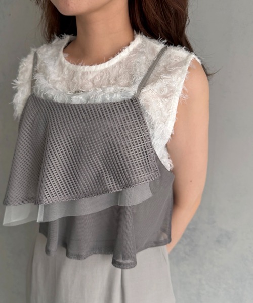 &g'aime（アンジェム）の「【&ｇ'aime 】ミックスラッフルワンピース　Mixed Ruffle Dress（ワンピース・レディース・グレー/ブラック・FREE）」の10枚目の写真