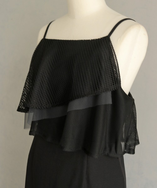 &g'aime（アンジェム）の「【&ｇ'aime 】ミックスラッフルワンピース　Mixed Ruffle Dress（ワンピース・レディース・グレー/ブラック・FREE）」の4枚目の写真