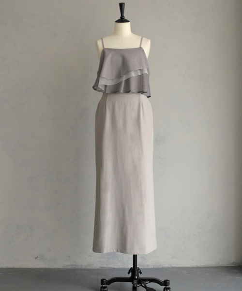 &g'aime（アンジェム）の「【&ｇ'aime 】ミックスラッフルワンピース　Mixed Ruffle Dress（ワンピース・レディース・グレー/ブラック・FREE）」の8枚目の写真