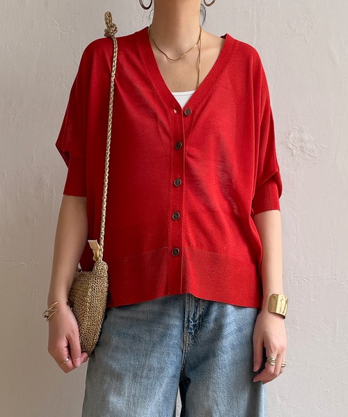 LBC（エルビーシー）の「接触冷感ドルマンカーディガン（カーディガン/ボレロ・レディース・レッド/ベージュ/ブルー/ブラック/ライトグレー・M）」の5枚目の写真