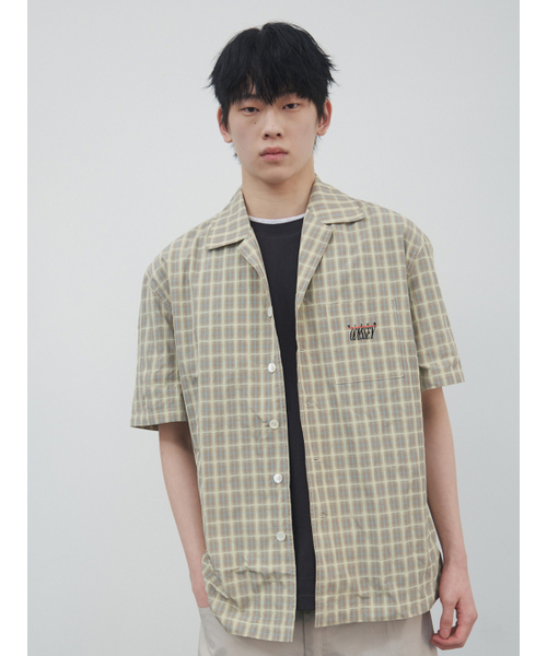 Check Half Sleeve Shirt Beige