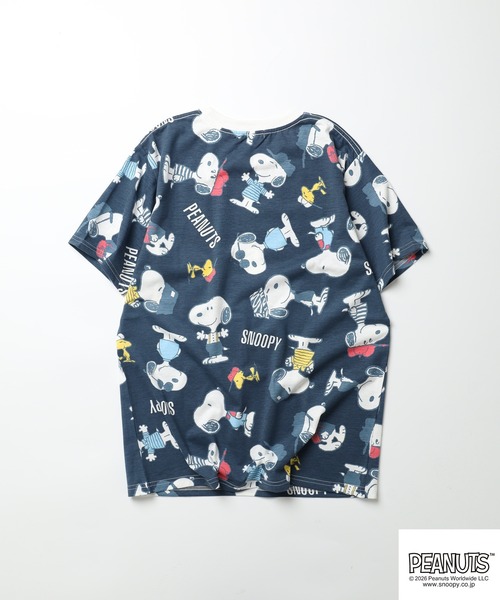 PEANUTS(ピーナッツ)の「PEANUTS 総柄プリント半袖リンガーTシャツ(Tシャツ/カットソー・レディース・ホワイト/ミント/ネイビー・L/M/LL)」の9枚目の写真