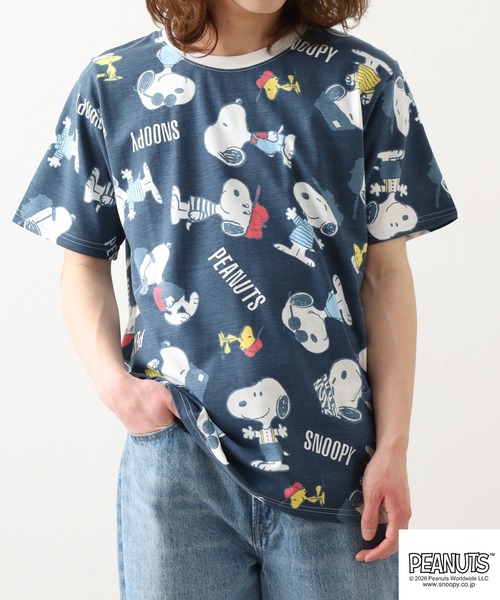 PEANUTS(ピーナッツ)の「PEANUTS 総柄プリント半袖リンガーTシャツ(Tシャツ/カットソー・レディース・ホワイト/ミント/ネイビー・L/M/LL)」の17枚目の写真