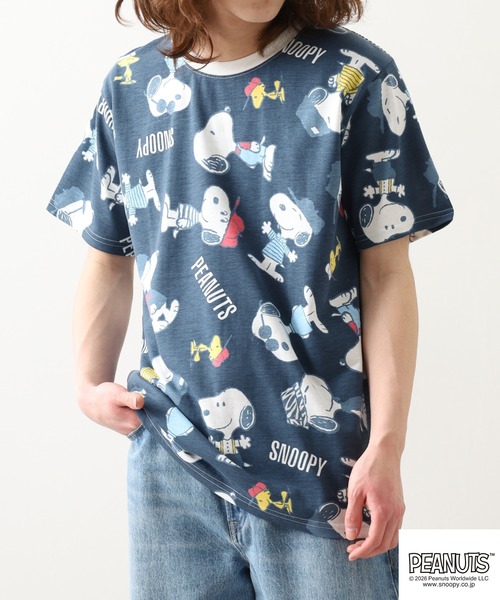 PEANUTS(ピーナッツ)の「PEANUTS 総柄プリント半袖リンガーTシャツ(Tシャツ/カットソー・レディース・ホワイト/ミント/ネイビー・L/M/LL)」の20枚目の写真