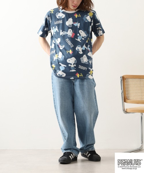 PEANUTS(ピーナッツ)の「PEANUTS 総柄プリント半袖リンガーTシャツ(Tシャツ/カットソー・レディース・ホワイト/ミント/ネイビー・L/M/LL)」の21枚目の写真