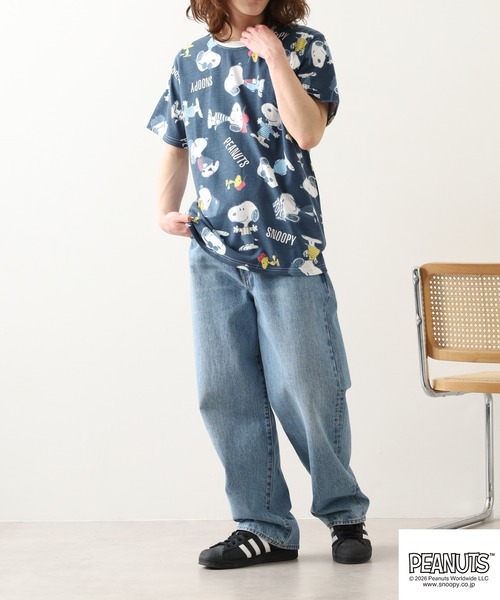 PEANUTS(ピーナッツ)の「PEANUTS 総柄プリント半袖リンガーTシャツ(Tシャツ/カットソー・レディース・ホワイト/ミント/ネイビー・L/M/LL)」の22枚目の写真