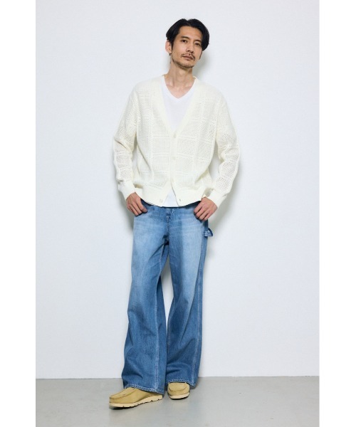 AZUL by moussy(アズールバイマウジー)の「コットンメッシュニットカーディガン(カーディガン/ボレロ・メンズ・ベージュ/ブラック/オフホワイト・MEDIUM/LARGE)」の12枚目の写真