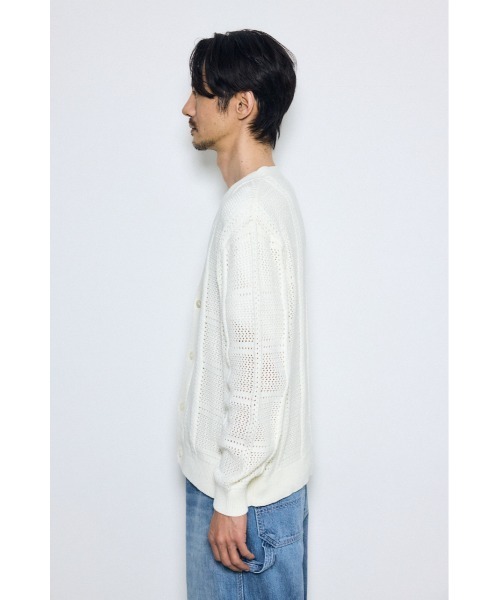 AZUL by moussy(アズールバイマウジー)の「コットンメッシュニットカーディガン(カーディガン/ボレロ・メンズ・ベージュ/ブラック/オフホワイト・MEDIUM/LARGE)」の14枚目の写真
