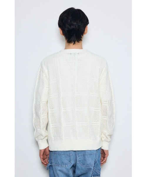 AZUL by moussy(アズールバイマウジー)の「コットンメッシュニットカーディガン(カーディガン/ボレロ・メンズ・ベージュ/ブラック/オフホワイト・MEDIUM/LARGE)」の15枚目の写真