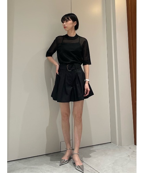 ESTNATION(エストネーション)の「ESSENCEOFLUXURY / ベルテッドショートパンツ(その他パンツ・レディース・ブラック/オフホワイト・38/36)」の8枚目の写真