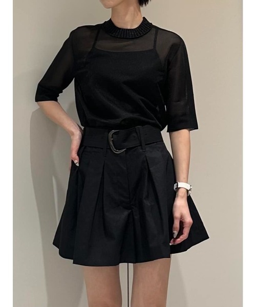 ESTNATION(エストネーション)の「ESSENCEOFLUXURY / ベルテッドショートパンツ(その他パンツ・レディース・ブラック/オフホワイト・38/36)」の9枚目の写真