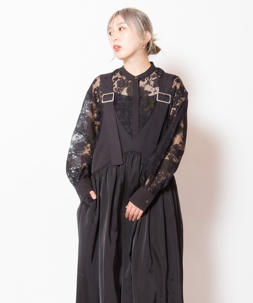 OSMOSIS(オズモーシス)の「ギャザーサロペットワンピース(ワンピース・レディース・カーキ/ブラック/グレー・ONE SIZE)」の1枚目の写真