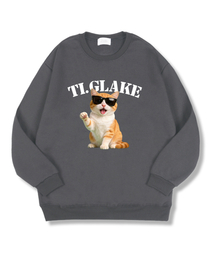 グラスキャット オーバーサイズ 特殊裏毛 スウェット Tシャツ ダークグレー