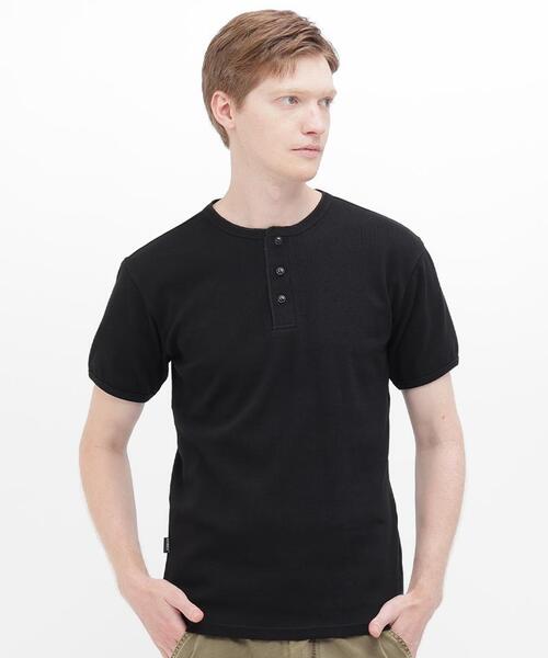 AVIREX(アヴィレックス)の「《DAILY/デイリー》MINI WAFFLE HENLEY NECK T-SHIRT / デイリーウェア ミニワッフル ヘンリーネック半袖Tシャツ / AVIREX / アヴィレックス(Tシャツ/カットソー・メンズ・ホワイト/ブラック/グレー・X-LARGE/SMALL/MEDIUM/LARGE)」の9枚目の写真