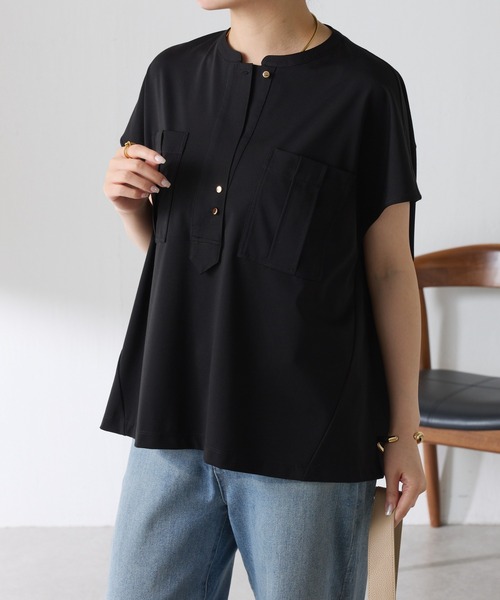 COLLAGE GALLARDAGALANTE(コラージュガリャルダガランテ)の「オフィスカジュアルに最適/キレイ目するTシャツ/ポケットデザインカットソー(Tシャツ/カットソー・レディース・ブラウン/オフホワイト/ブラック・FREE)」の17枚目の写真