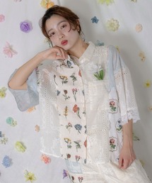 ScoLar（スカラー）の「162601：花刺繍×コットンレース×シアー 異素材