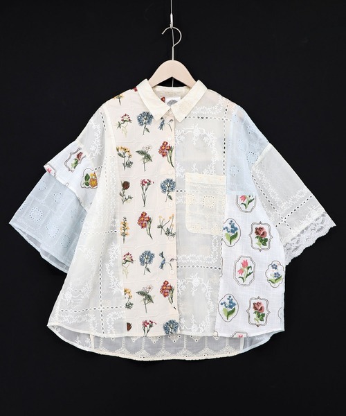 ScoLar（スカラー）の「162601：花刺繍×コットンレース×シアー 異素材