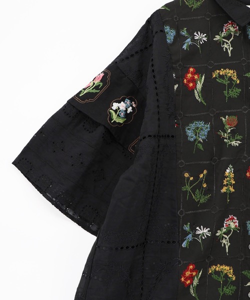ScoLar（スカラー）の「162601：花刺繍×コットンレース×シアー 異素材