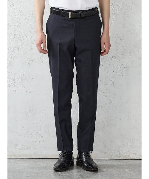 Perfect Suit FActory(パーフェクトスーツファクトリー)の「【膝あてメッシュ/高通気/清涼/ムレにくい】 「羽衣を纏う」ビズスラックス 千鳥柄 M.グレー/ネイビー(スラックス・メンズ・ネイビー/グレー・94/73/76/79/82/85/88/91)」の2枚目の写真