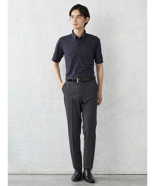 Perfect Suit FActory(パーフェクトスーツファクトリー)の「【膝あてメッシュ/高通気/清涼/ムレにくい】 「羽衣を纏う」ビズスラックス 千鳥柄 M.グレー/ネイビー(スラックス・メンズ・ネイビー/グレー・94/73/76/79/82/85/88/91)」の4枚目の写真