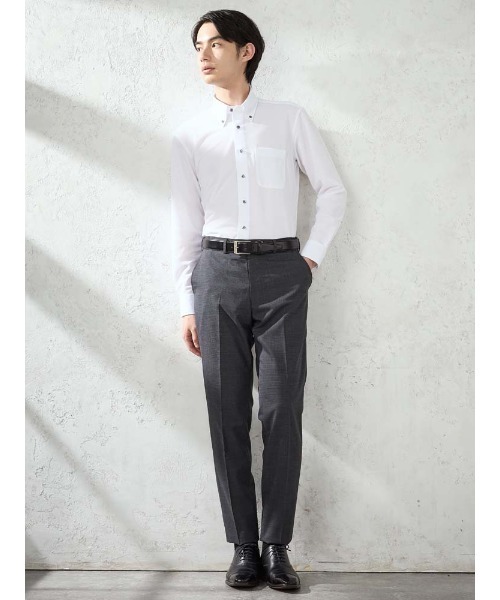 Perfect Suit FActory(パーフェクトスーツファクトリー)の「【膝あてメッシュ/高通気/清涼/ムレにくい】 「羽衣を纏う」ビズスラックス 千鳥柄 M.グレー/ネイビー(スラックス・メンズ・ネイビー/グレー・94/73/76/79/82/85/88/91)」の5枚目の写真