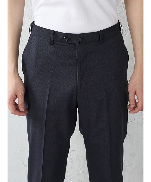 Perfect Suit FActory(パーフェクトスーツファクトリー)の「【膝あてメッシュ/高通気/清涼/ムレにくい】 「羽衣を纏う」ビズスラックス 千鳥柄 M.グレー/ネイビー(スラックス・メンズ・ネイビー/グレー・94/73/76/79/82/85/88/91)」の11枚目の写真