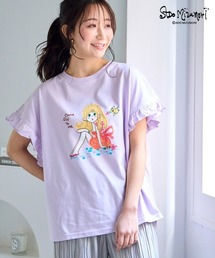 Tシャツ/カットソー（パープル/紫色系・フリル）ファッション通販
