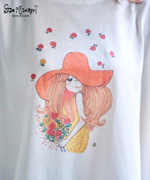 SMILE LAND（スマイルランド）の「＜大きいサイズ＞【水森亜土】袖フリルプリントTシャツ（Tシャツ/カットソー・レディース・ブラック/オフホワイト/パープル・L/LL/3L/4L/5L）」の9枚目の写真