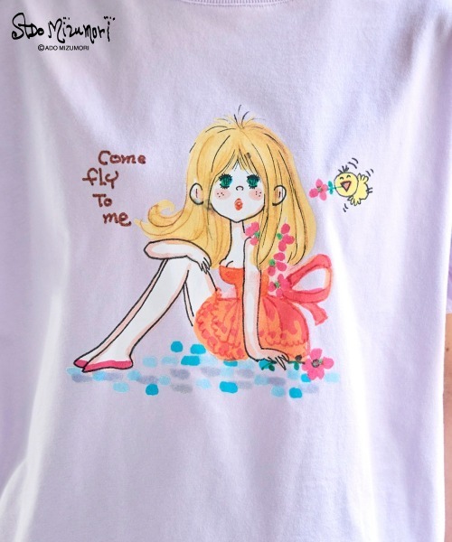 SMILE LAND（スマイルランド）の「＜大きいサイズ＞【水森亜土】袖フリルプリントTシャツ（Tシャツ/カットソー・レディース・ブラック/オフホワイト/パープル・L/LL/3L/4L/5L）」の10枚目の写真