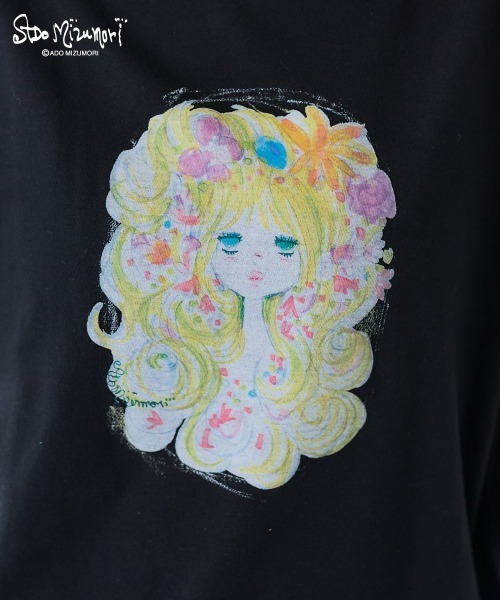 SMILE LAND（スマイルランド）の「＜大きいサイズ＞【水森亜土】袖フリルプリントTシャツ（Tシャツ/カットソー・レディース・ブラック/オフホワイト/パープル・L/LL/3L/4L/5L）」の11枚目の写真