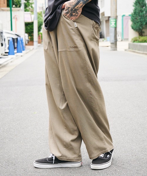 Subciety(サブサエティ)の「Linen blend baker pants(その他パンツ・メンズ・ベージュ/オリーブ/ブラック・X-LARGE/LARGE/MEDIUM/SMALL)」の2枚目の写真
