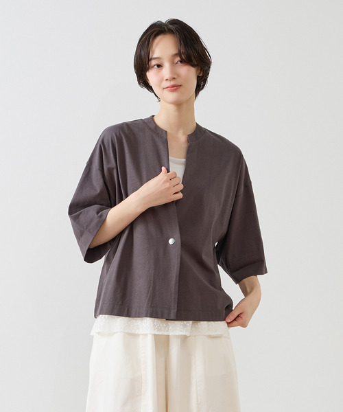 MELROSE claire(メルローズ クレール)の「【コットンカーディガン】(カーディガン/ボレロ・レディース・オフホワイト/ブルー/チャコールグレー・FREE)」の2枚目の写真