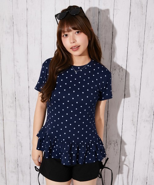 GORGE(ゴージ)の「《ドット柄×裾フリル》カットソー/大人フェミニン/春夏/全4色(Tシャツ/カットソー・レディース・ブラック/チャコール/オートミール/ネイビー・F)」の19枚目の写真