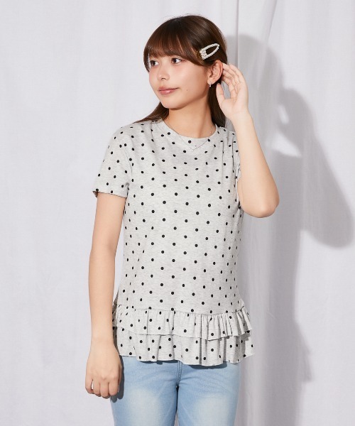 GORGE(ゴージ)の「《ドット柄×裾フリル》カットソー/大人フェミニン/春夏/全4色(Tシャツ/カットソー・レディース・ブラック/チャコール/オートミール/ネイビー・F)」の11枚目の写真