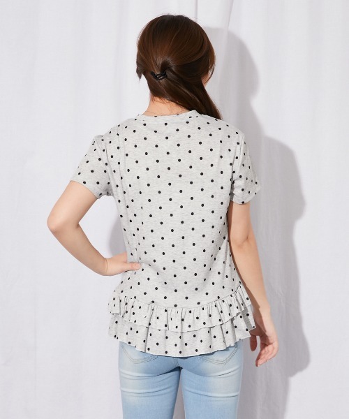 GORGE(ゴージ)の「《ドット柄×裾フリル》カットソー/大人フェミニン/春夏/全4色(Tシャツ/カットソー・レディース・ブラック/チャコール/オートミール/ネイビー・F)」の14枚目の写真
