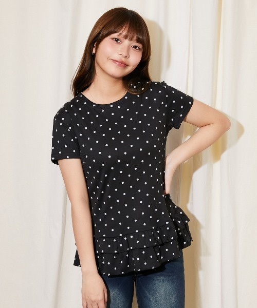 GORGE(ゴージ)の「《ドット柄×裾フリル》カットソー/大人フェミニン/春夏/全4色(Tシャツ/カットソー・レディース・ブラック/チャコール/オートミール/ネイビー・F)」の15枚目の写真