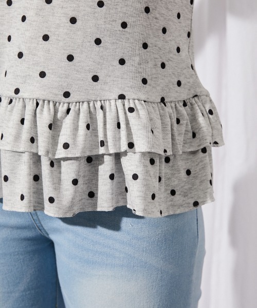 GORGE(ゴージ)の「《ドット柄×裾フリル》カットソー/大人フェミニン/春夏/全4色(Tシャツ/カットソー・レディース・ブラック/チャコール/オートミール/ネイビー・F)」の17枚目の写真