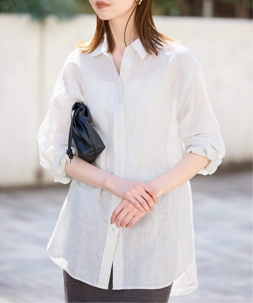 SLOBE IENA(スローブイエナ)の「《追加2》リネンコットンレギュラーシャツ(シャツ/ブラウス・レディース・ダークパープル/カーキ/イエロー/ブラウン/ホワイト系その他・FREE)」の7枚目の写真