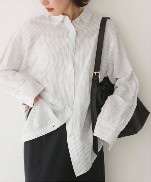 SLOBE IENA(スローブイエナ)の「《追加2》リネンコットンレギュラーシャツ(シャツ/ブラウス・レディース・ダークパープル/カーキ/イエロー/ブラウン/ホワイト系その他・FREE)」の8枚目の写真