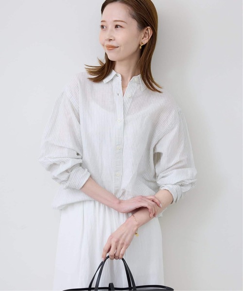 SLOBE IENA(スローブイエナ)の「《追加2》リネンコットンレギュラーシャツ(シャツ/ブラウス・レディース・ダークパープル/カーキ/イエロー/ブラウン/ホワイト系その他・FREE)」の12枚目の写真