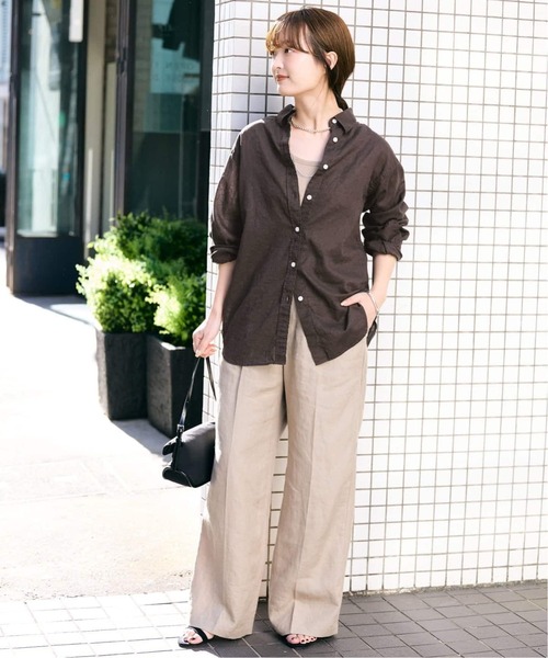 SLOBE IENA(スローブイエナ)の「《追加2》リネンコットンレギュラーシャツ(シャツ/ブラウス・レディース・ダークパープル/カーキ/イエロー/ブラウン/ホワイト系その他・FREE)」の19枚目の写真